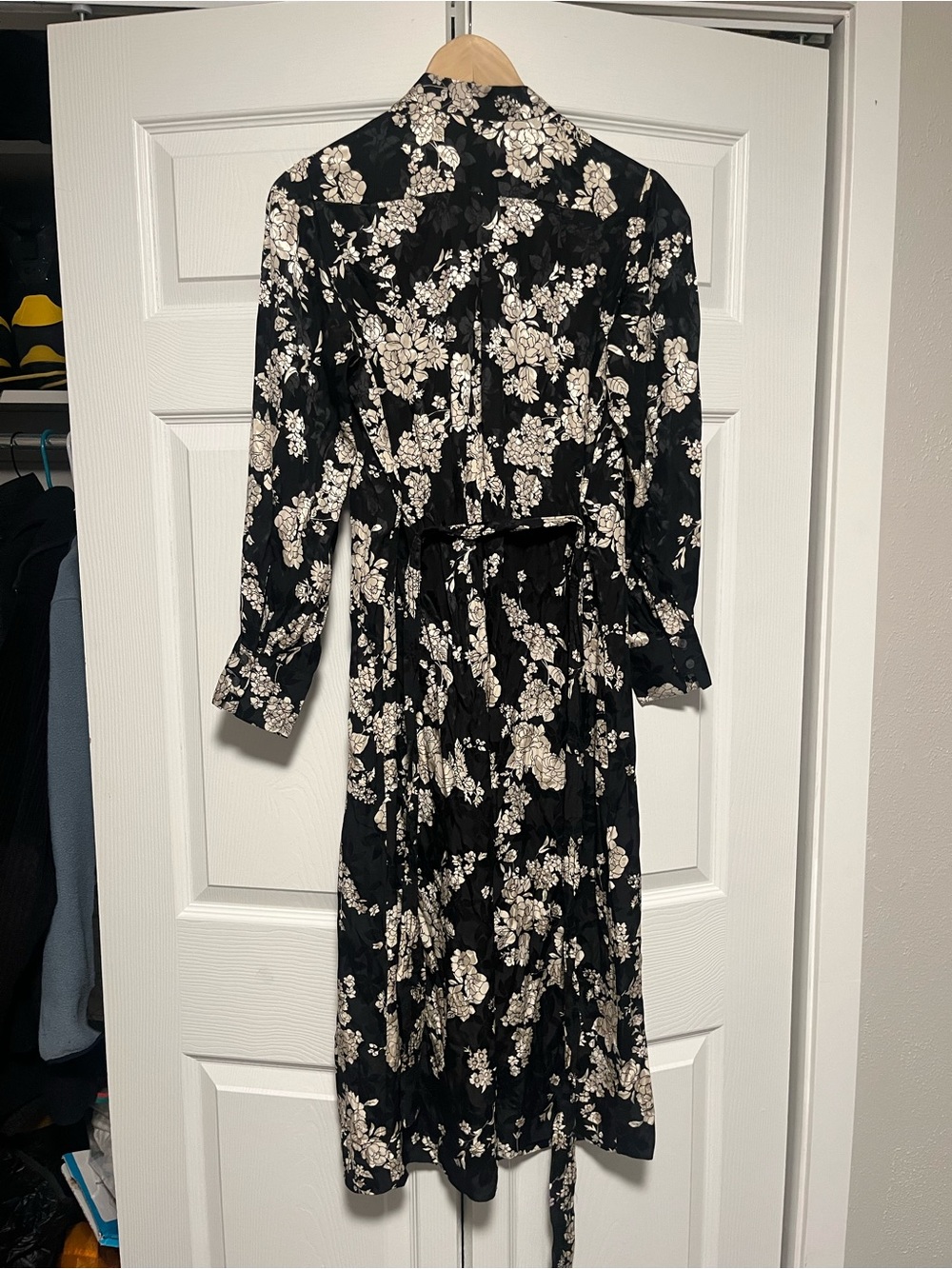 Rebecca Taylor Black Dress with Cream Floral Print